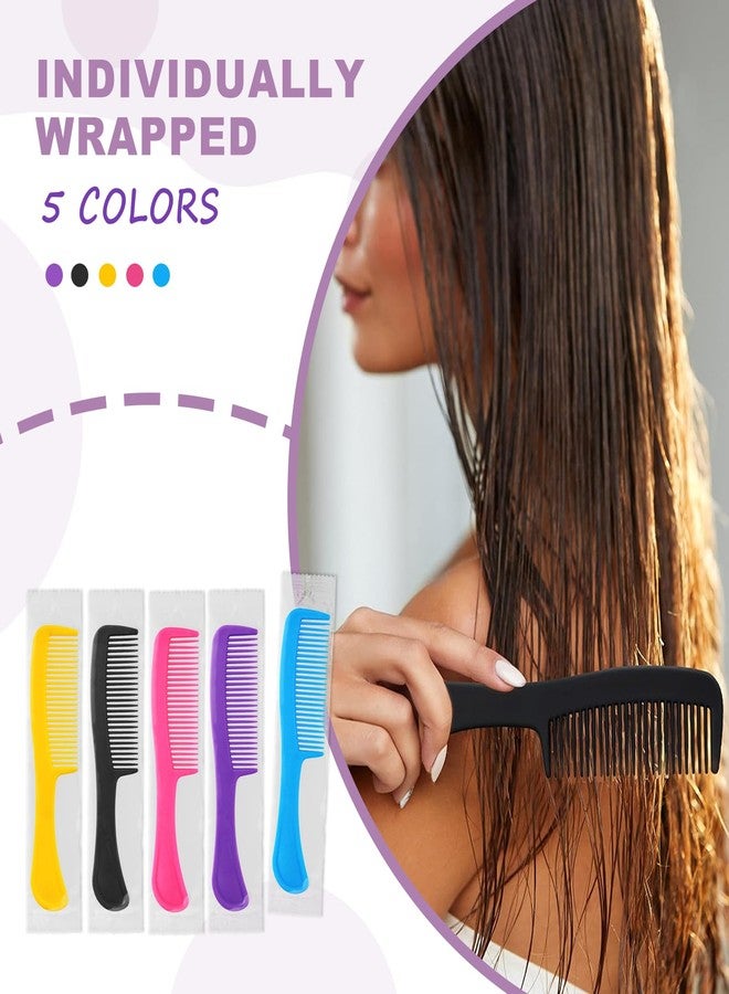HQSLsund 50 pcs Combs In Bulk Individually Wrapped, Colorful Hair Combs, Bulk Combs For Homeless Individually Wrapped For Women,Kids,Hotel,Airbnb,Shelter,Homeless(black,yellow,pink,blue,purple) - Image 4